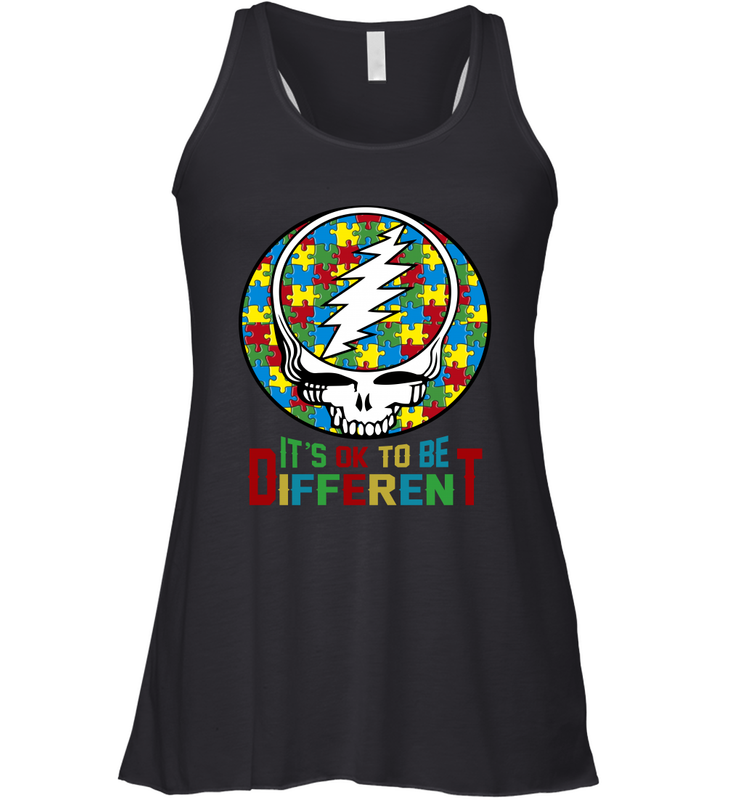 Skull Autism Its Ok To Be Different Racerback Tank - nikotee Skull Autism Its Ok To Be Different Racerback Tank - nikotee