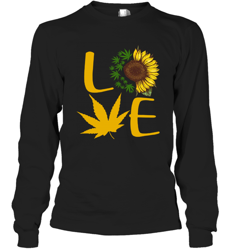 Love Sunflower and Weed Cannabis Long Sleeve T-Shirt - nikotee Love Sunflower and Weed Cannabis Long Sleeve T-Shirt - nikotee