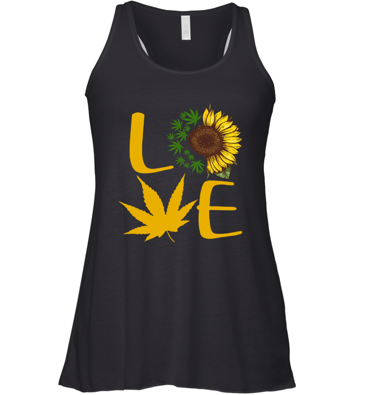 Love Sunflower and Weed Cannabis Racerback Tank - nikotee Love Sunflower and Weed Cannabis Racerback Tank - nikotee