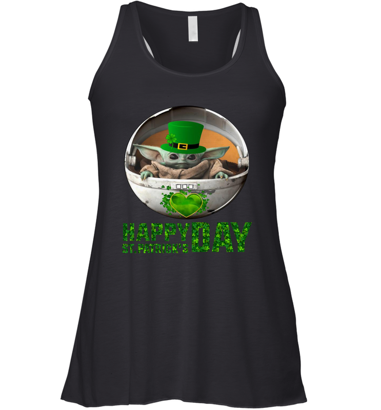 Baby Yoda Happy St Patrick's Day Racerback Tank - nikotee