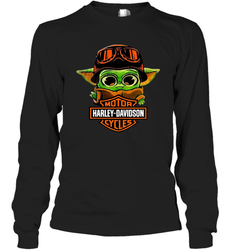 Star Wars Baby Yoda Motor Harley Davidson Cycles Long Sleeve T-Shirt - nikotee
