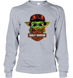 Star Wars Baby Yoda Motor Harley Davidson Cycles Long Sleeve T-Shirt - nikotee