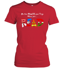 Oh the places you'll go when you read Dr Seuss Grinch Women's T-Shirt - nikotee