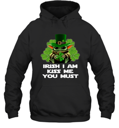 Leprechaun Baby Yoda Hug Shamrock Irish I am kiss me Hoodie - nikotee