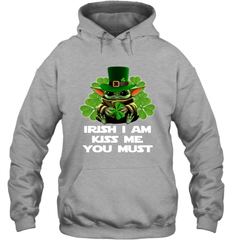 Leprechaun Baby Yoda Hug Shamrock Irish I am kiss me Hoodie - nikotee