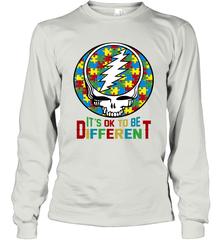 Skull Autism Its Ok To Be Different Long Sleeve T-Shirt - nikotee