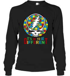 Skull Autism Its Ok To Be Different Long Sleeve T-Shirt - nikotee