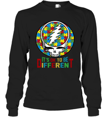 Skull Autism Its Ok To Be Different Long Sleeve T-Shirt - nikotee