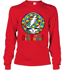 Skull Autism Its Ok To Be Different Long Sleeve T-Shirt - nikotee