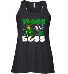 St Patrick's day Leprechaun floss like a boss Racerback Tank - nikotee