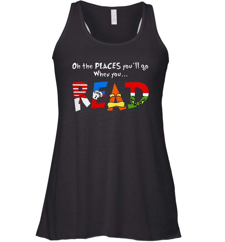 Oh the places you'll go when you read Dr Seuss Grinch Racerback Tank - nikotee