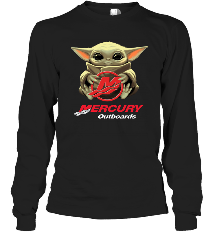 Baby Yoda Hug Mercury Outboards Long Sleeve T-Shirt - nikotee