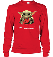 Baby Yoda Hug Mercury Outboards Long Sleeve T-Shirt - nikotee