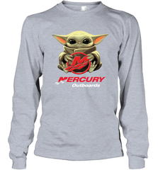 Baby Yoda Hug Mercury Outboards Long Sleeve T-Shirt - nikotee