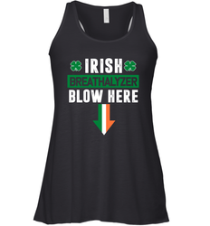 St Patricks Day Shamrock Irish Breathalyzer Blow Here Racerback Tank - nikotee