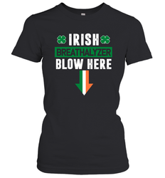 St Patricks Day Shamrock Irish Breathalyzer Blow Here Women's T-Shirt - nikotee