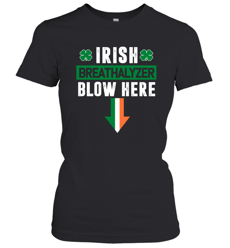 St Patricks Day Shamrock Irish Breathalyzer Blow Here Women's T-Shirt - nikotee