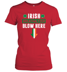 St Patricks Day Shamrock Irish Breathalyzer Blow Here Women's T-Shirt - nikotee