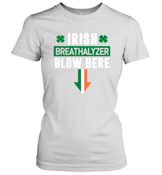 St Patricks Day Shamrock Irish Breathalyzer Blow Here Women's T-Shirt - nikotee