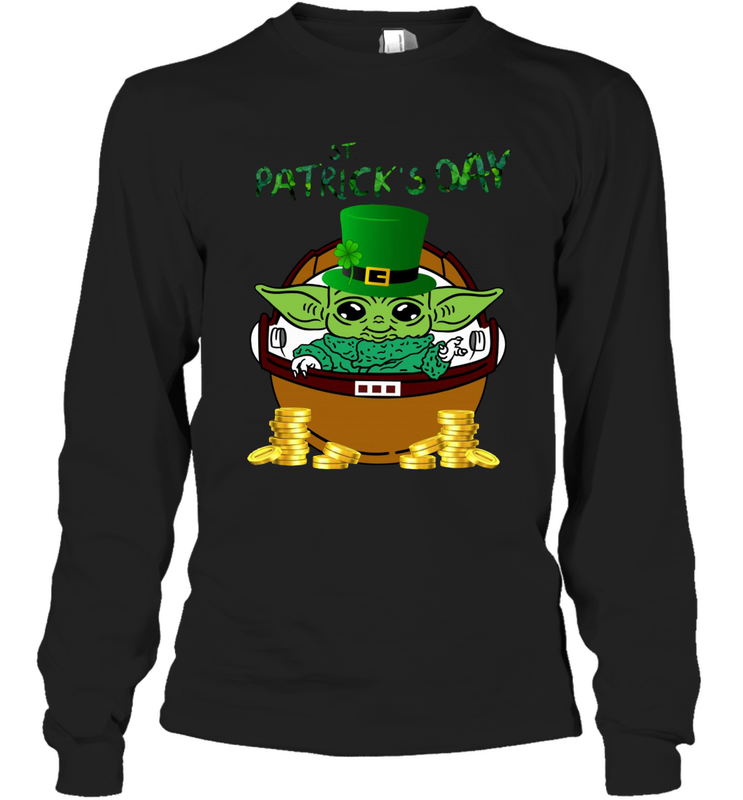 Baby Yoda The Mandalorian Happy St Patrick's Day Long Sleeve T-Shirt - nikotee