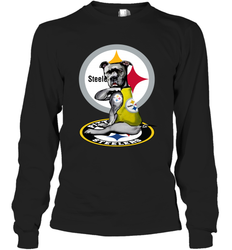 Pitbull Rottweiler I Love Pittsburgh Steelers Long Sleeve T-Shirt - nikotee
