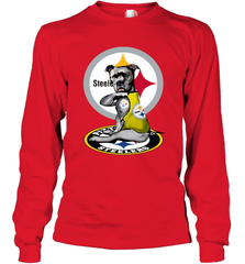 Pitbull Rottweiler I Love Pittsburgh Steelers Long Sleeve T-Shirt - nikotee