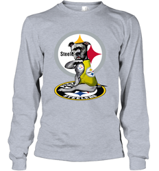 Pitbull Rottweiler I Love Pittsburgh Steelers Long Sleeve T-Shirt - nikotee