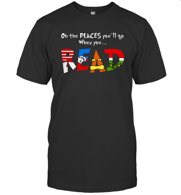 Oh the places you'll go when you read Dr Seuss Grinch Men's T-Shirt - nikotee