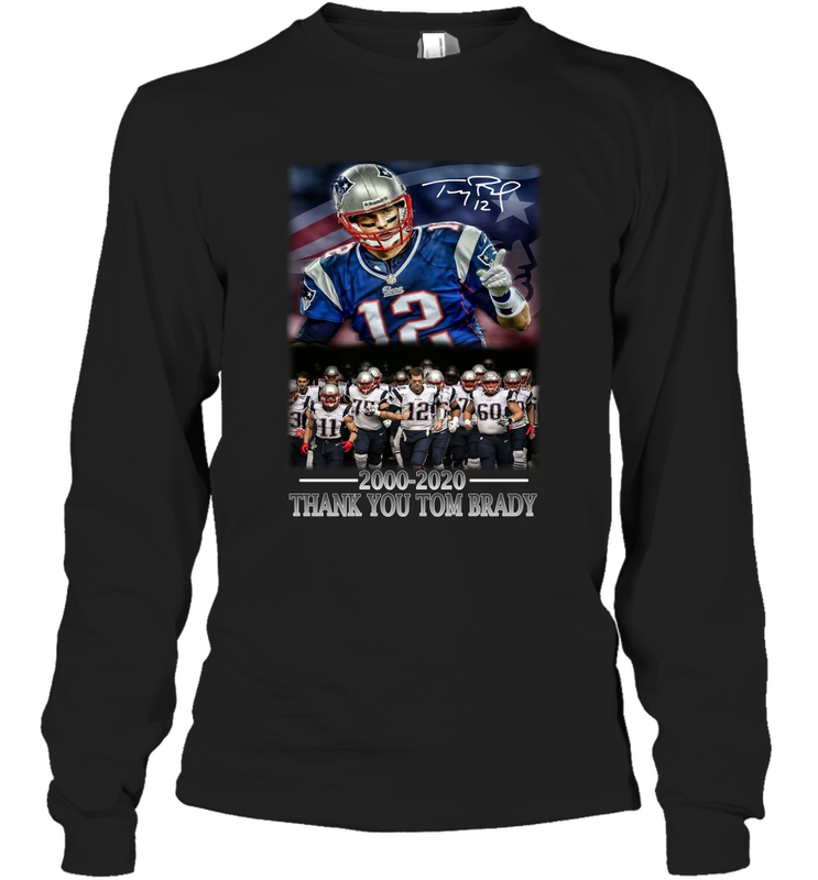 New England Patriots 12 2000 2020 Thank You Tom Brady Long Sleeve T-Shirt - nikotee