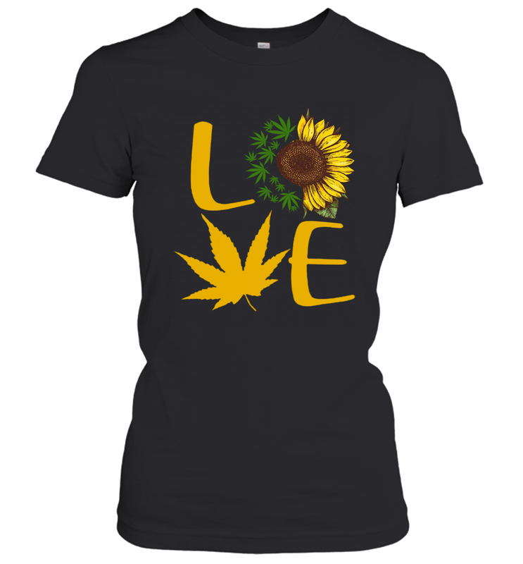 Love Sunflower and Weed Cannabis Women's T-Shirt - nikotee