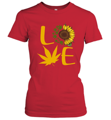 Love Sunflower and Weed Cannabis Women's T-Shirt - nikotee