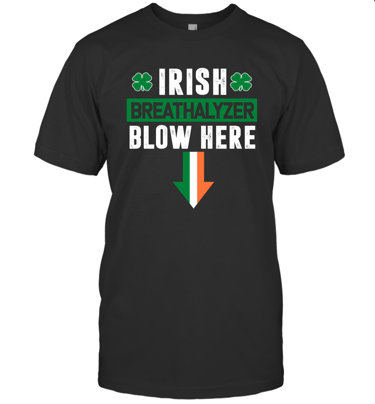St Patricks Day Shamrock Irish Breathalyzer Blow Here Men's T-Shirt - nikotee