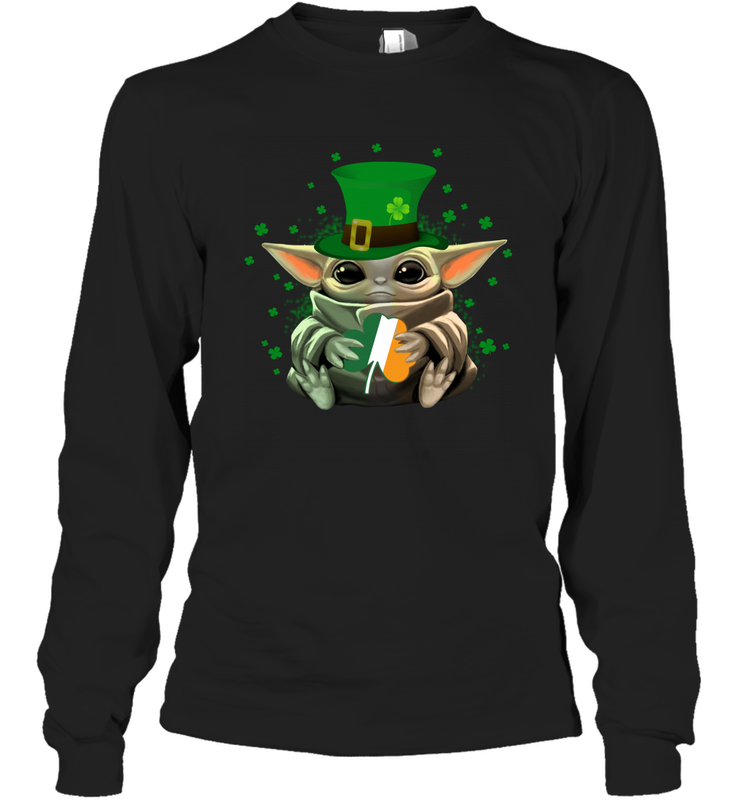Baby Yoda Hug St Patrick's Day Long Sleeve T-Shirt - nikotee