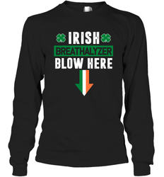 St Patricks Day Shamrock Irish Breathalyzer Blow Here Long Sleeve T-Shirt - nikotee